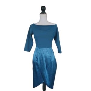 New York & Company Teal Long Sleeve Dress